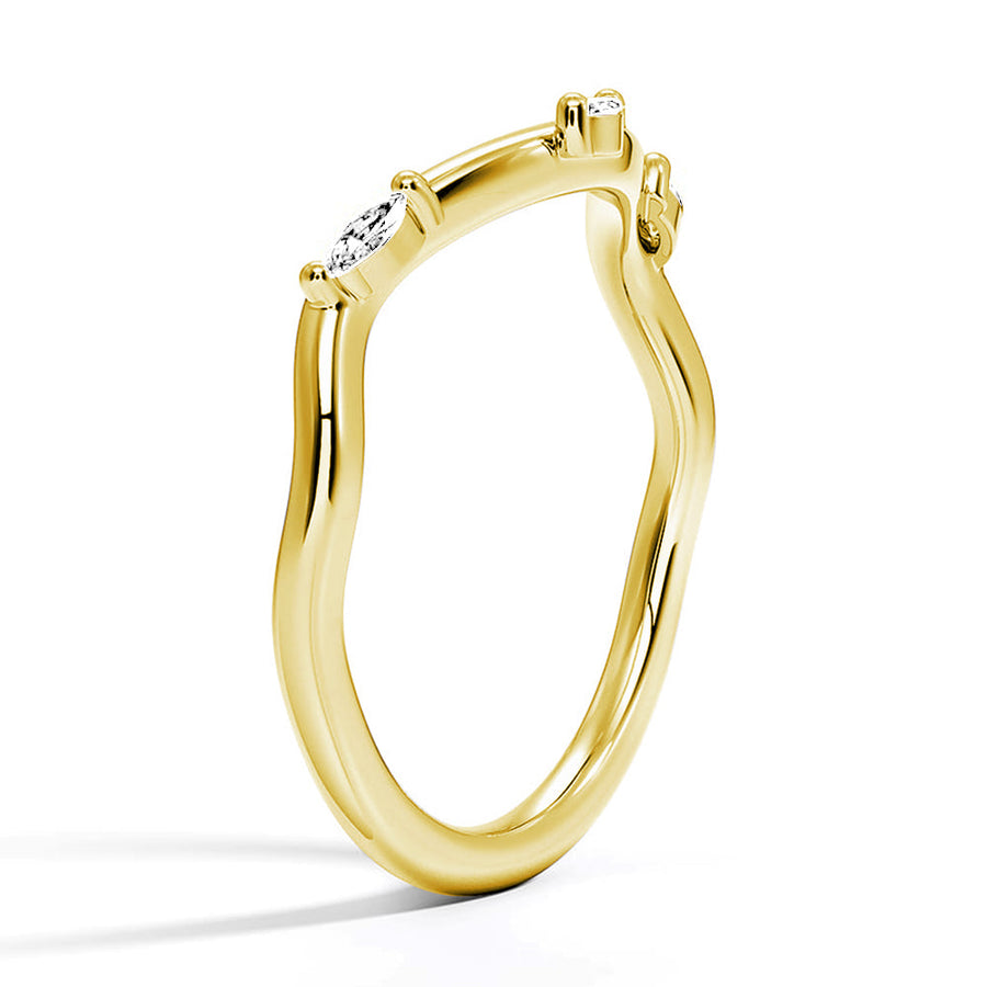 Marquise Cut Moissanite Diamond Wedding Band 14K Gold Ring