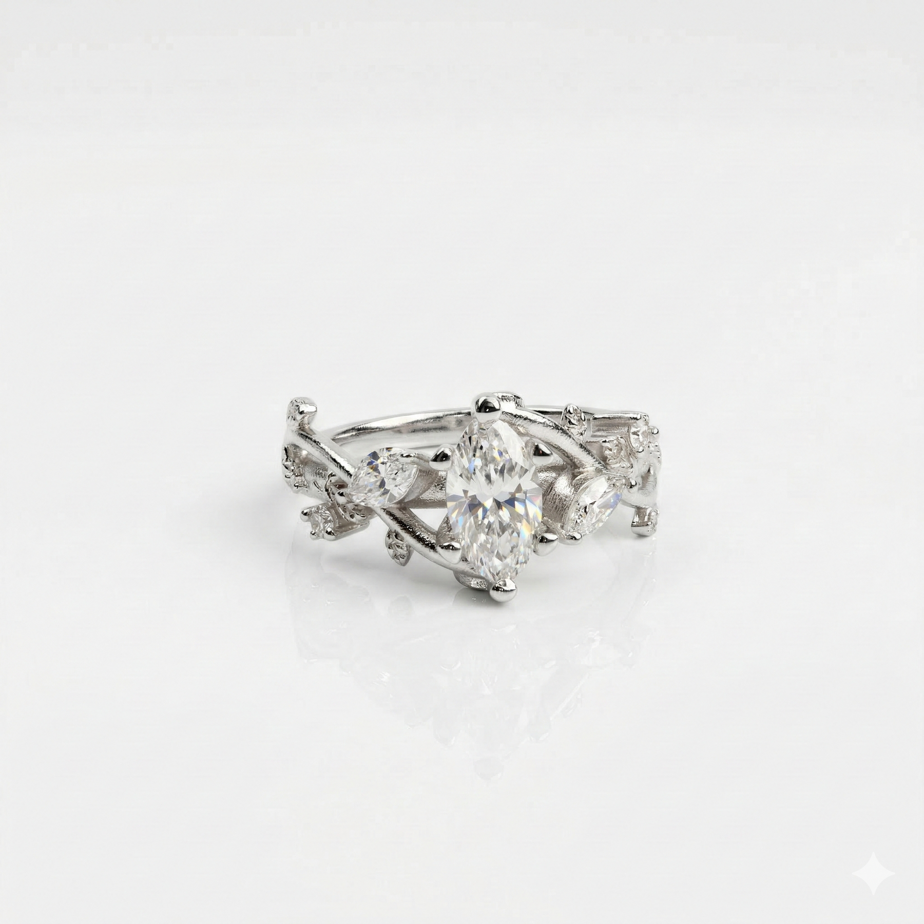 Marquise Cut Lab Grown Diamond 9K Gold Engagement Ring