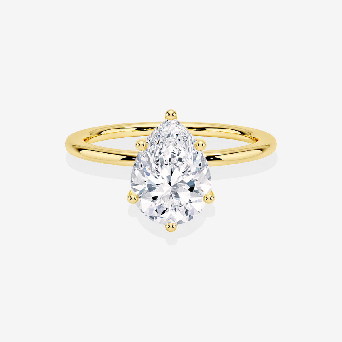 Pear Cut Moissanite Diamond Classic Solitaire Engagement 14k Gold Ring