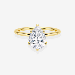 Pear Cut Moissanite Diamond Solitaire Engagement 14k Gold Ring