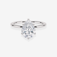 Pear Cut Moissanite Diamond Classic Solitaire Engagement 18k Gold Ring