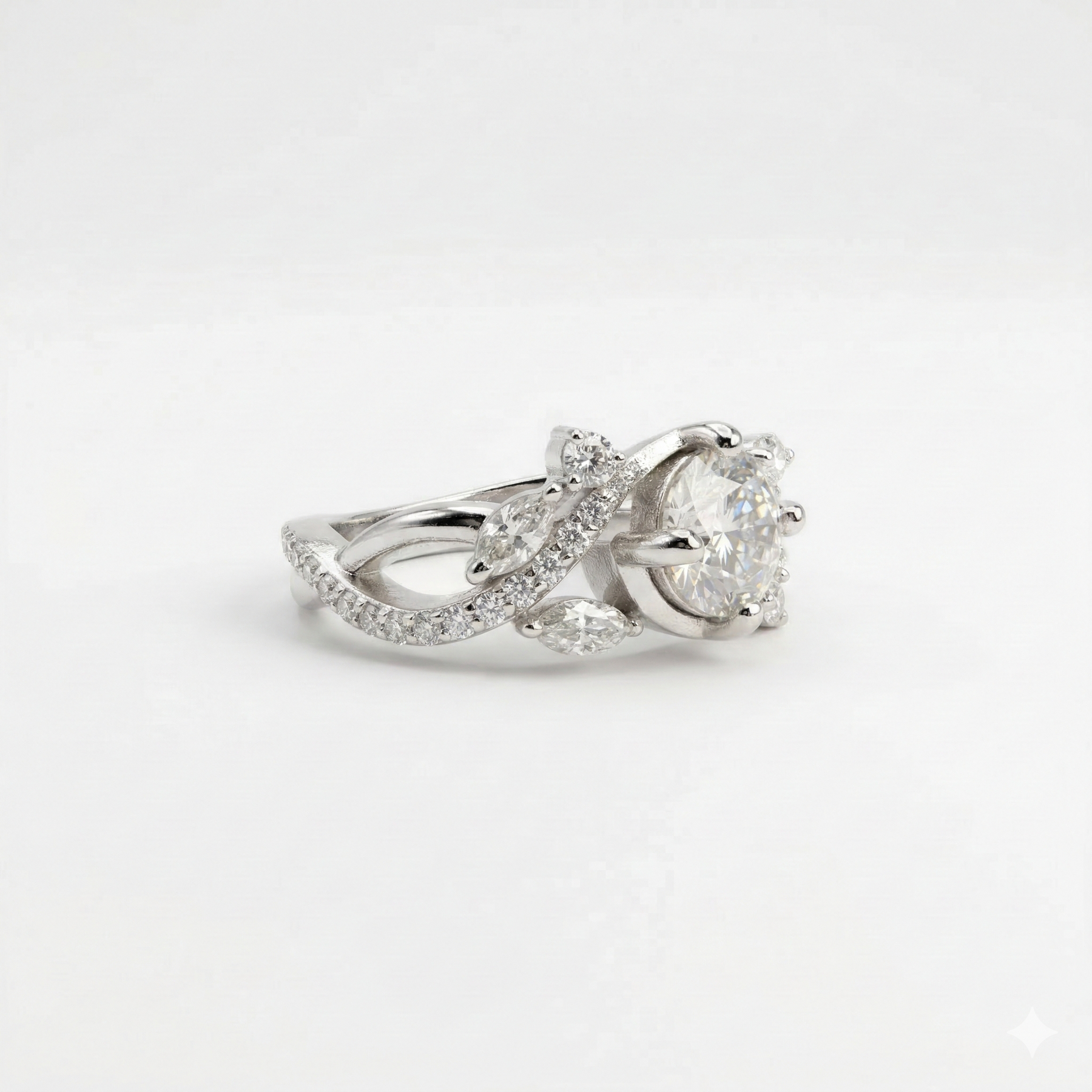 Round Cut Lab Grown Diamond Engagement 9K Gold Ring