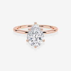 Pear Cut Moissanite Diamond Classic Solitaire Engagement 18k Gold Ring