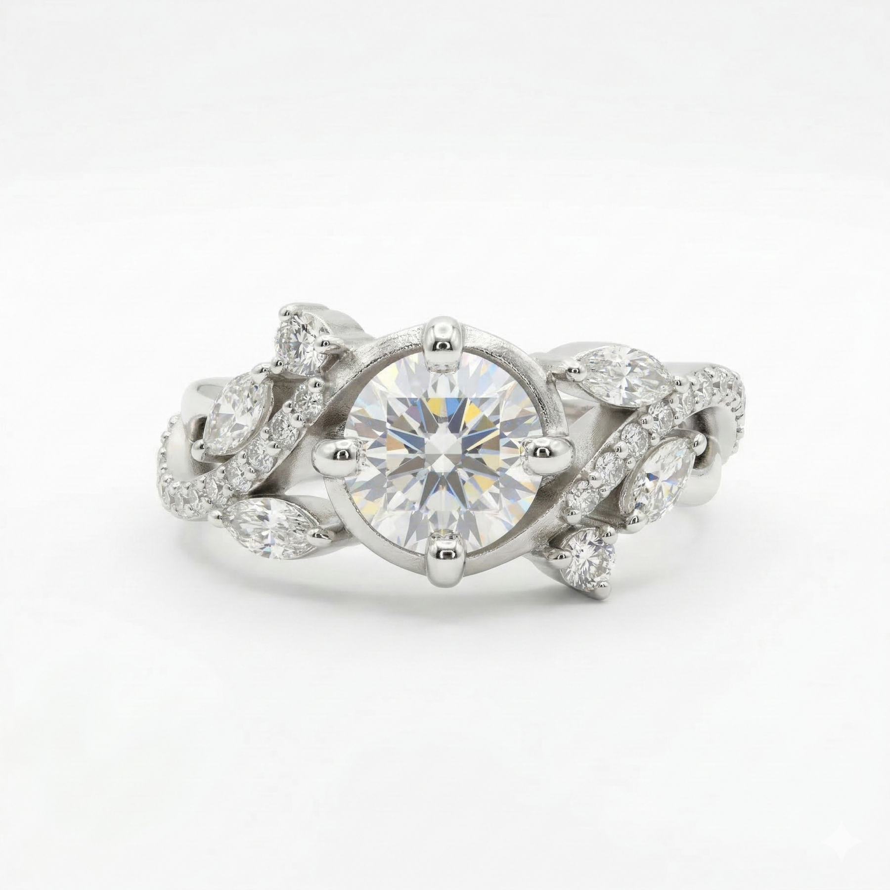 Round Cut Lab Grown Diamond Engagement 9K Gold Ring
