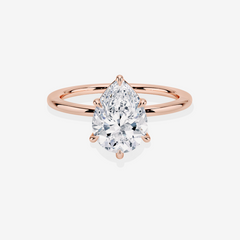 Pear Cut Moissanite Diamond Petite Solitaire Engagement 18k Gold Ring