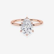 Elaria Sol Pear Cut Moissanite Diamond Petite Solitaire Engagement Sterling Silver Ring