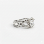 Princess & Round Cut Lab Grown Diamond 9K Gold Engagement Ring