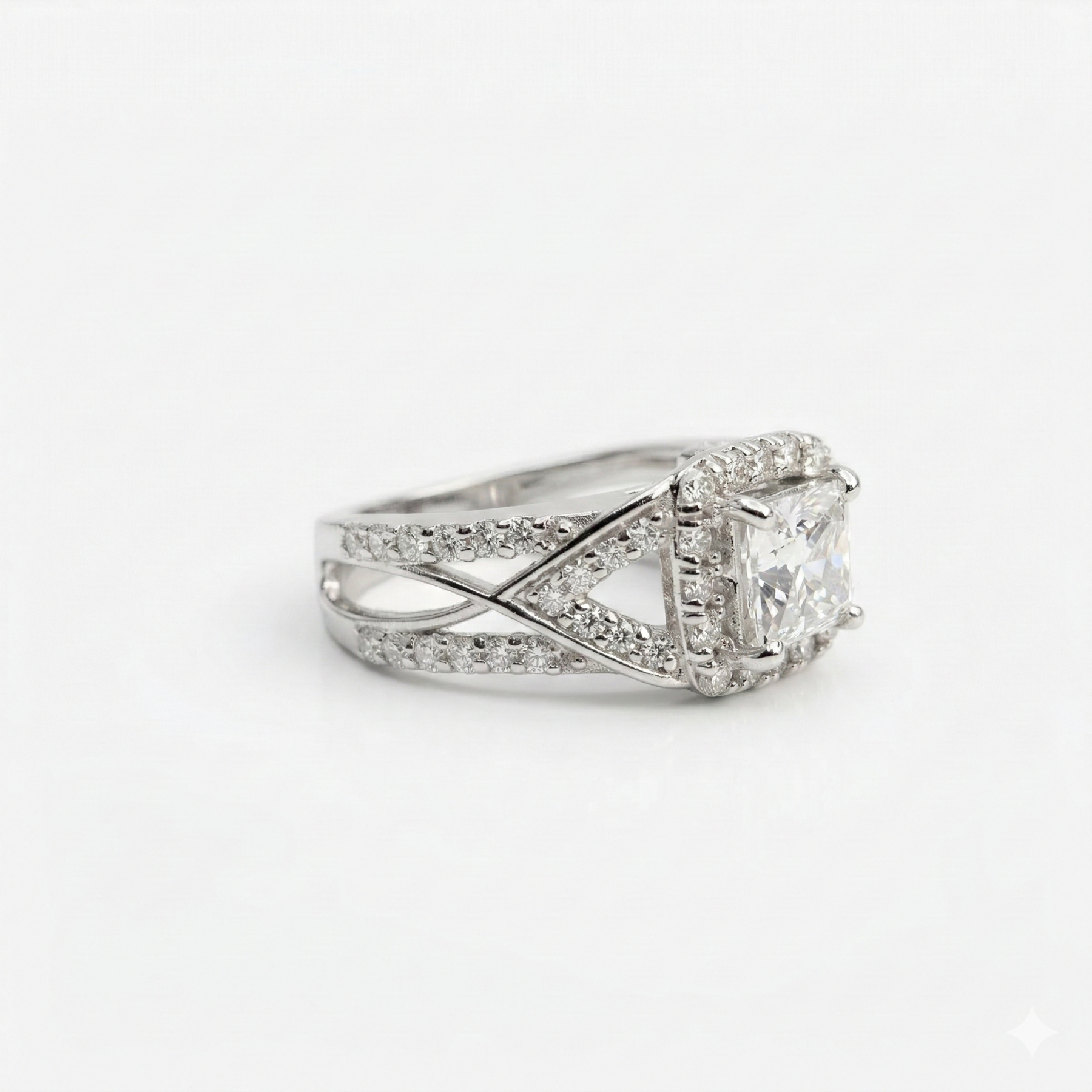 Princess & Round Cut Lab Grown Diamond 9K Gold Engagement Ring