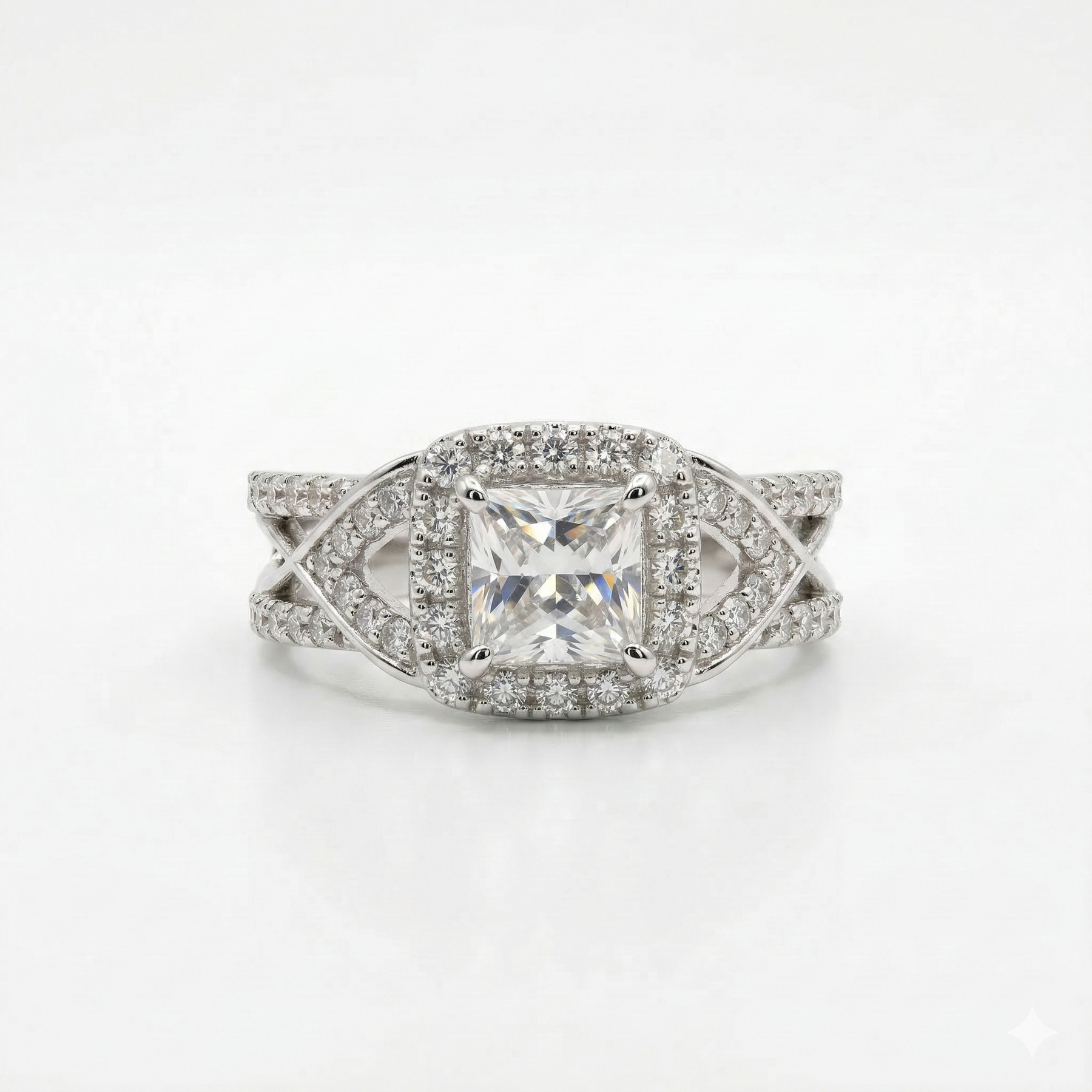 Princess & Round Cut Lab Grown Diamond 9K Gold Engagement Ring