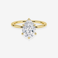 Pear Cut Moissanite Diamond Petite Solitaire Engagement 14k Gold Ring