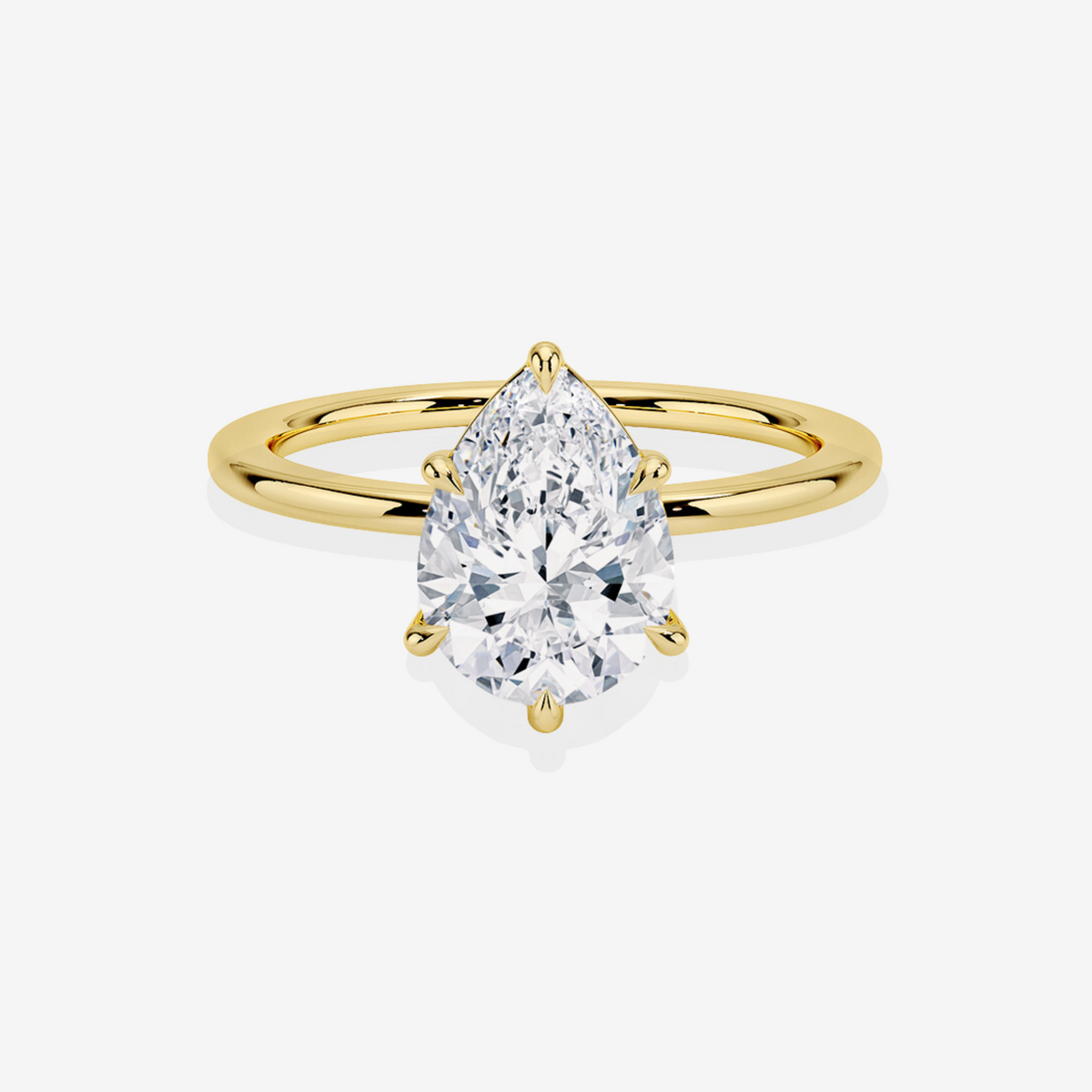 Pear Cut Moissanite Diamond Petite Solitaire Engagement Sterling Silver Ring product photo | Caratbazaar