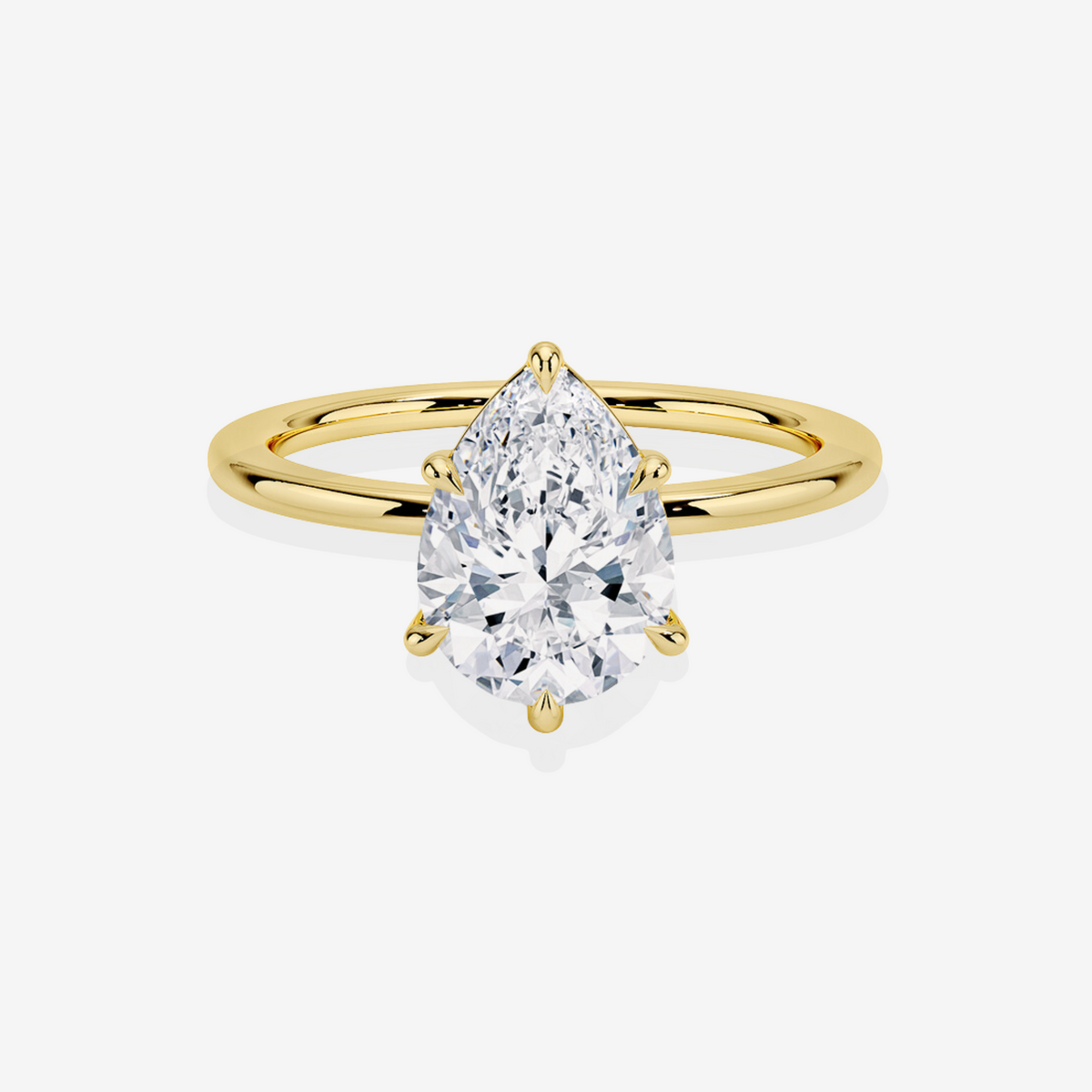 Pear Cut Moissanite Diamond Petite Solitaire Engagement 18k Gold Ring