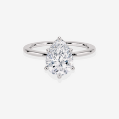 Pear Cut Moissanite Diamond Petite Solitaire Engagement 18k Gold Ring