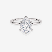 Elaria Sol Pear Cut Moissanite Diamond Petite Solitaire Engagement Sterling Silver Ring