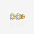 Oval Cut Moissanite Diamond Hidden Halo Stud Sterling Silver Earrings