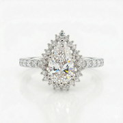 Halo Style Pear Cut Lab Grown Diamond 9K Gold Engagement Ring