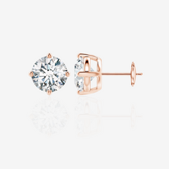 Round Cut Moissanite Diamond Certified Stud 18k Earrings