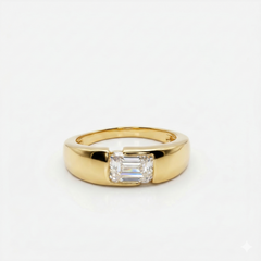 Emerald Cut Moissanite Diamond Men's Sterling Silver Ring
