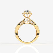 Portuguese  Cut Moissanite Diamond Cocktail 14K Gold Ring