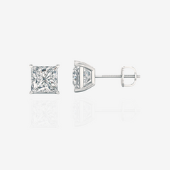 Princess Cut Moissanite Diamond Stud 14k Gold Earrings