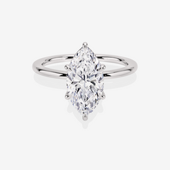 Marquise Cut Moissanite Diamond Petite Solitaire Engagement Sterling Silver Ring