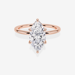 Marquise Cut Moissanite Diamond Petite Solitaire Engagement 14K Gold Ring