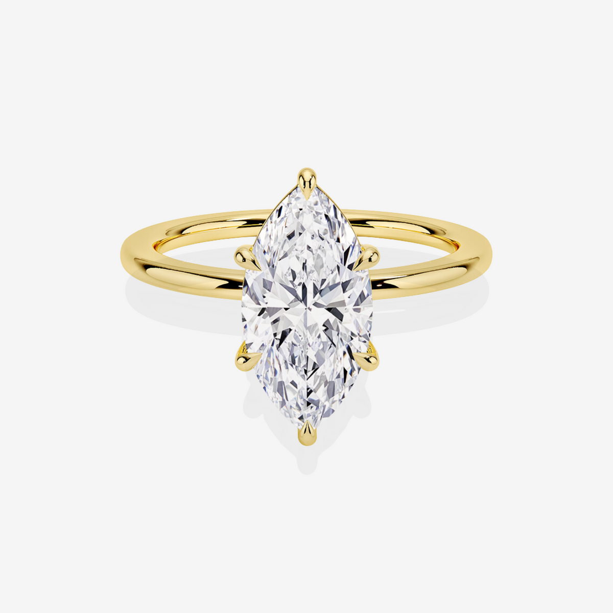 Marquise Cut Moissanite Diamond Petite Solitaire Engagement 18K Gold Ring