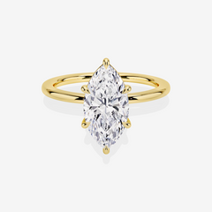 Marquise Cut Moissanite Diamond Petite Solitaire Engagement 14K Gold Ring