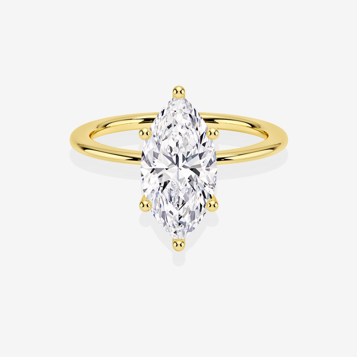 Marquise Cut Moissaniten Diamond Solitaire Engagement 18k Gold Ring