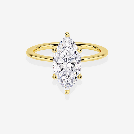 Marquise Cut Moissanite Diamond Classic Solitaire Engagement Sterling Silver Ring