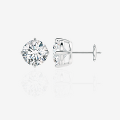 Caratbazaar Round Cut Moissanite Diamond Certified Stud Sterling Silver Earrings