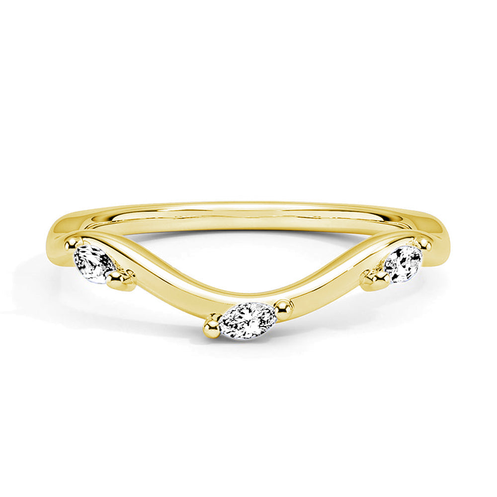 Marquise Cut Moissanite Diamond Wedding Band 14K Gold Ring