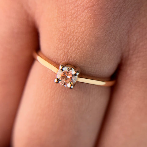 Classic Solitaire Round Cut Lab Grown Diamond 14K Gold Ring