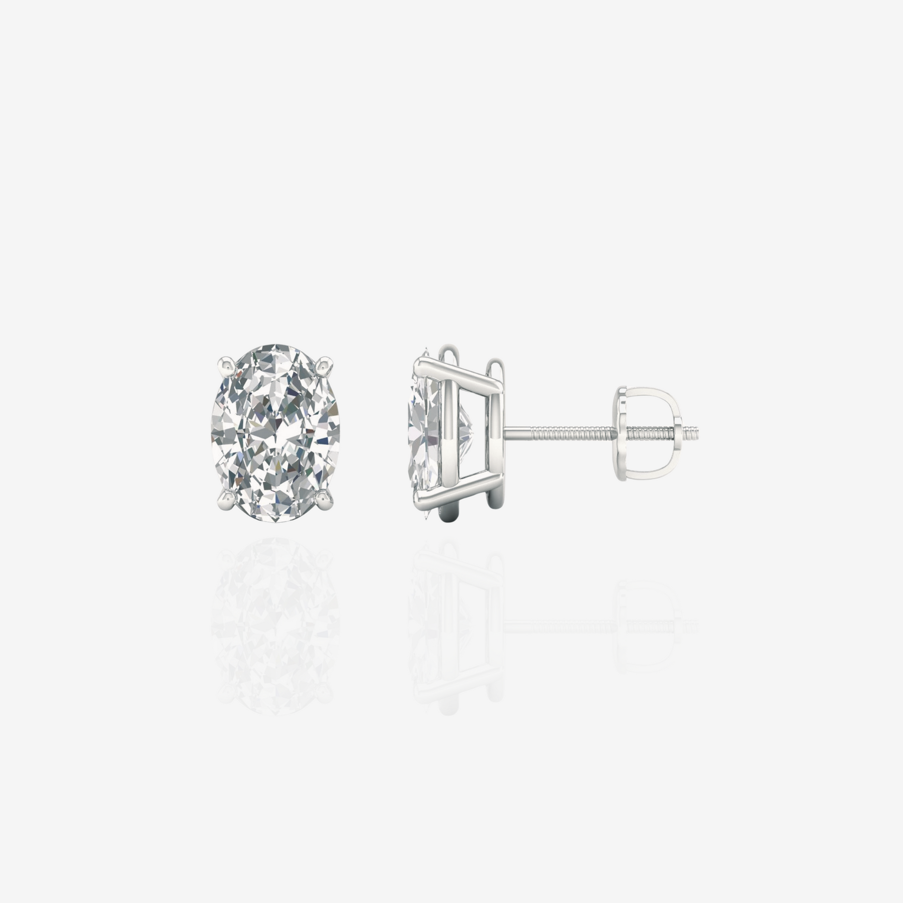 Oval Cut Moissanite Diamond Stud 18k Gold Earrings
