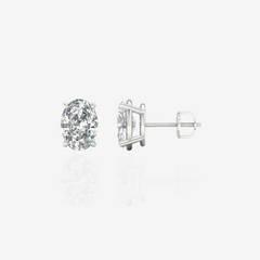 Oval Cut Moissanite Diamond Stud 18k Gold Earrings