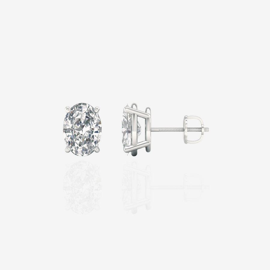 Oval Cut Moissanite Diamond Stud Sterling Silver Earrings