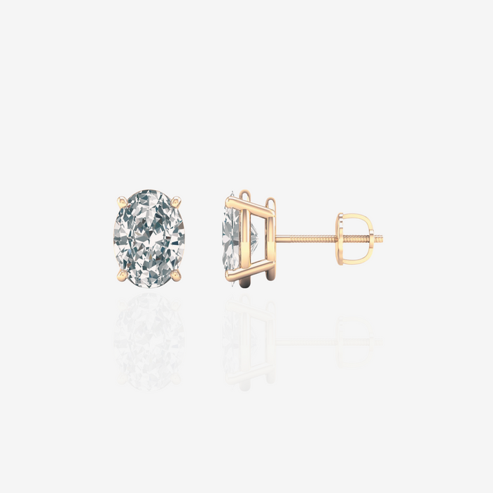 Oval Cut Moissanite Diamond Stud 18k Gold Earrings