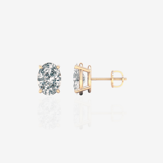 Oval Cut Moissanite Diamond Stud 18k Gold Earrings