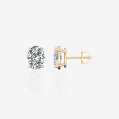 Oval Cut  Lab Grown Diamond Stud 18k Gold Earrings