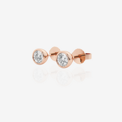 Round Cut Moissanite Diamond Bezel Stud 18k Gold Earrings