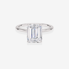 Emerald Cut Moissanite Diamond Petite Solitaire Engagement Sterling Silver Ring