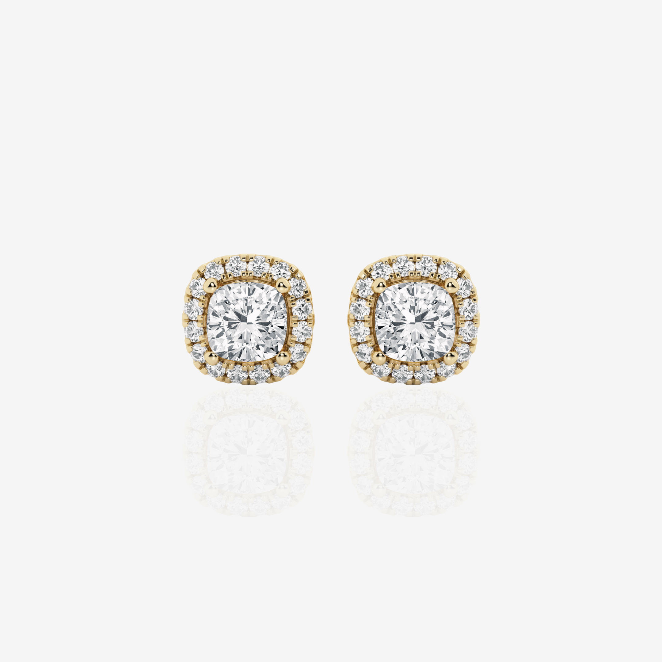 Cushion Cut Moissanite Diamond Halo Certified Stud Sterling Silver Earrings