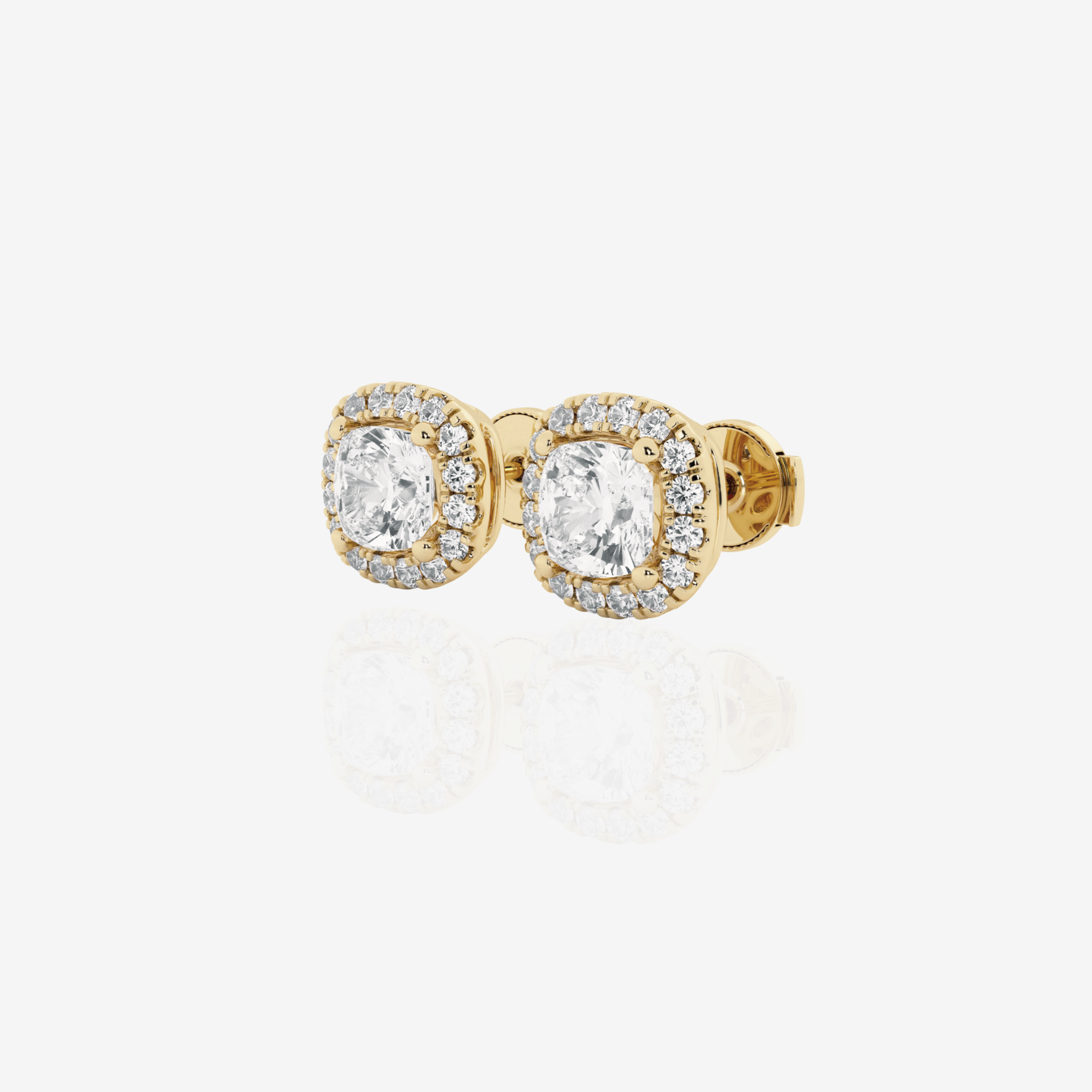 Cushion Cut Moissanite Diamond Halo Certified Stud 14k Gold Earrings