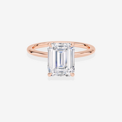 Emerald Cut Moissanite Diamond Petite Solitaire Engagement 14k Gold Ring