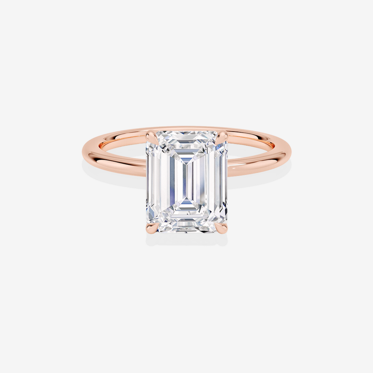 Samara Arc Emerald Cut Moissanite Diamond Petite Solitaire Engagement Sterling Silver Ring