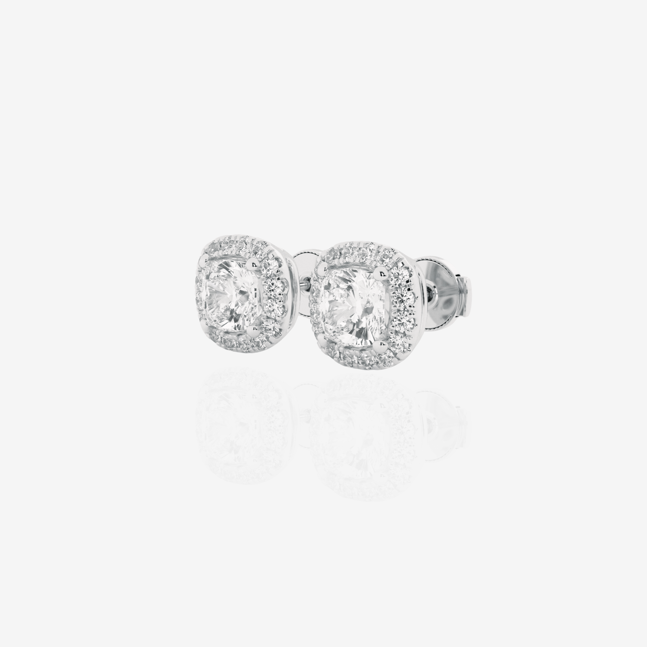 Cushion Cut Moissanite Diamond Halo Certified Stud Sterling Silver Earrings