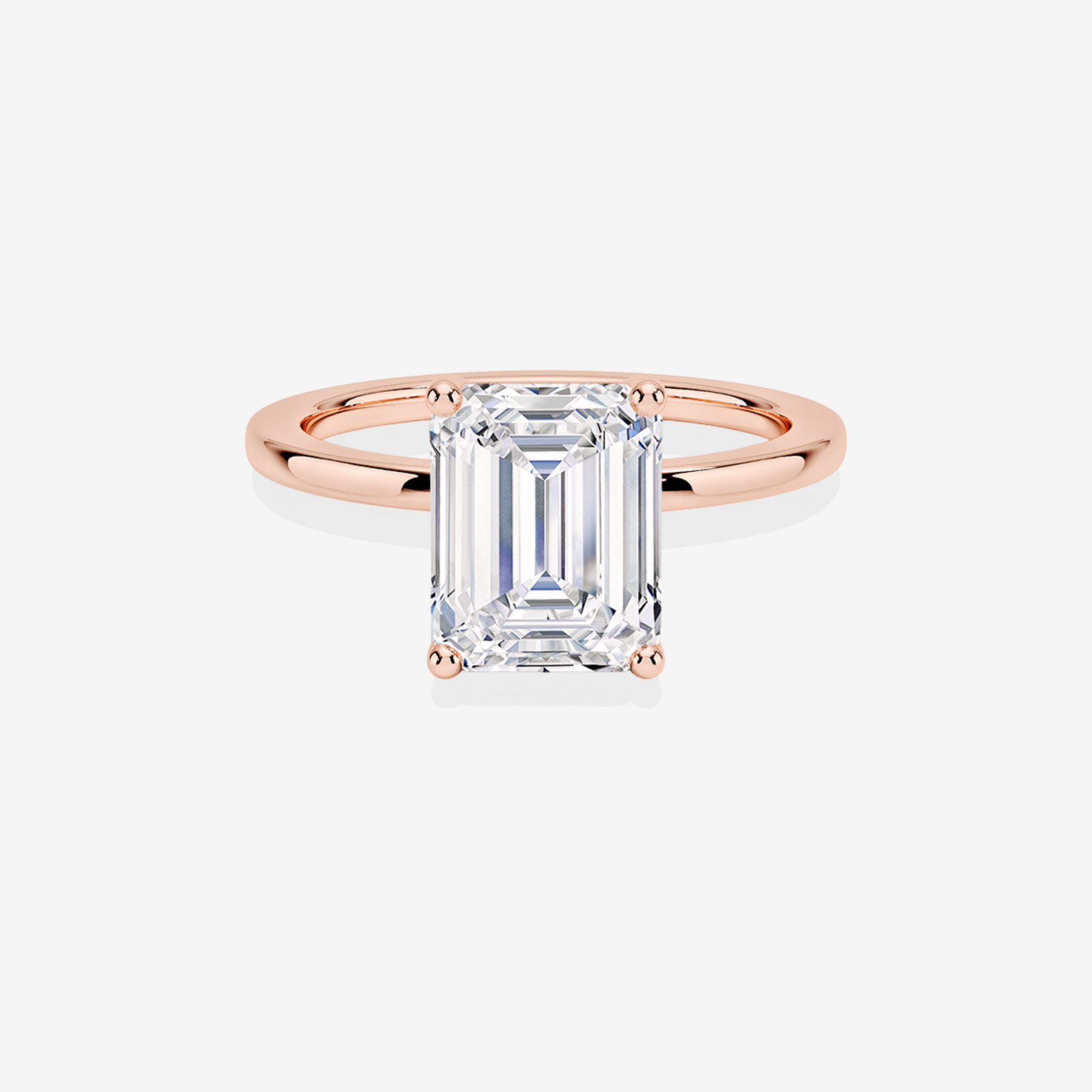 Emerald Cut Moissanite Diamond Classic Solitaire Engagement 18k Gold Ring