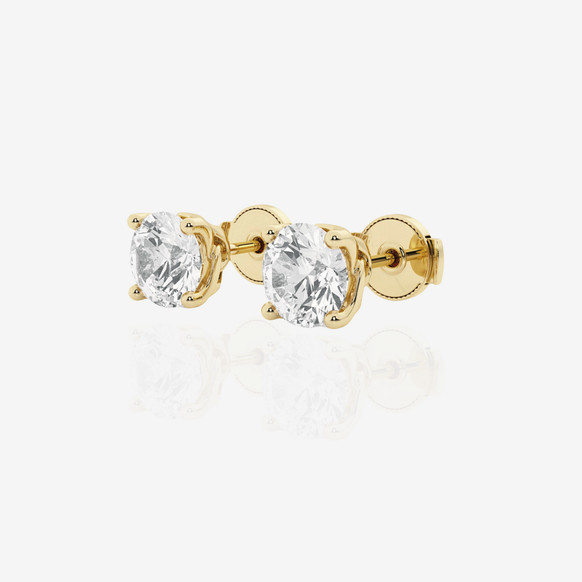 Round Cut Lab Grown Diamond Twisted Certified Stud 18k Earrings