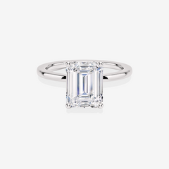 Emerald Cut Moissanite Diamond Solitaire Sterling Silver Ring