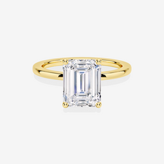 Emerald Cut Moissanite Diamond Provence Solitaire Engagement Sterling Silver Ring